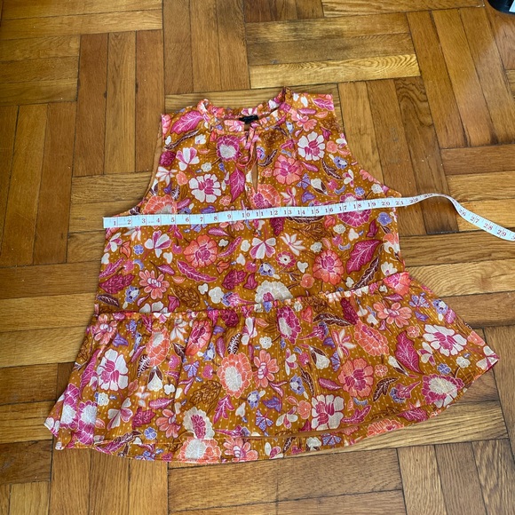 Ann Taylor Loft Silk Vibrant Floral Blouse - Orange and Pink - Large - Picture 8 of 9